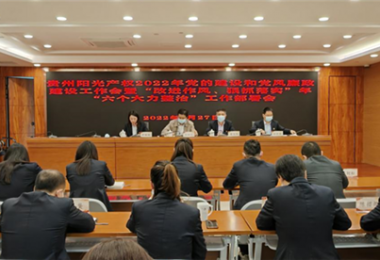 高擎黨旗跟黨走 趕考路上建新功--貴州陽光產(chǎn)權召開2022年黨的建設和黨風廉政建設工作會暨“改進作風、狠抓落實”年“六個大力整治”工作部署會
